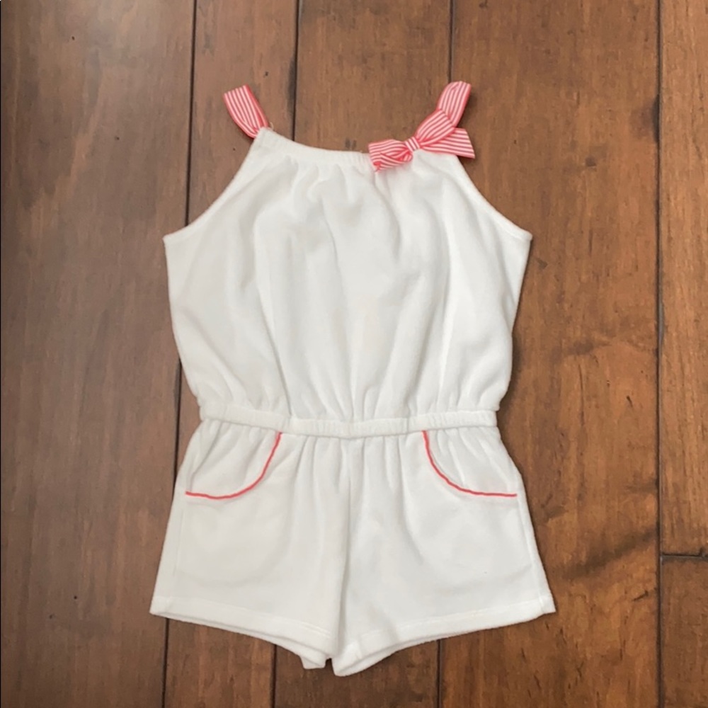 Janie & Jack white terry cloth swim romper